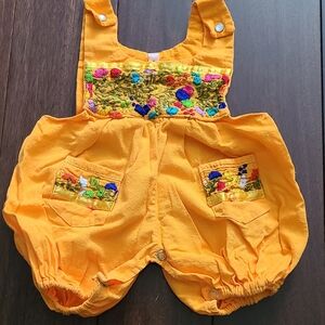 Embroidered Yellow Baby Overalls